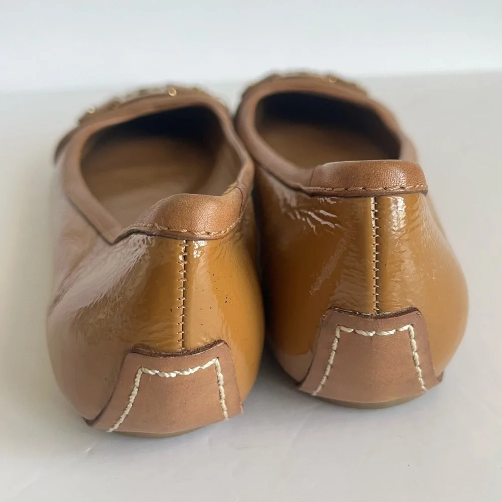 Tory Burch Clines Royal Tan Leather Ballet Flats Size 7M